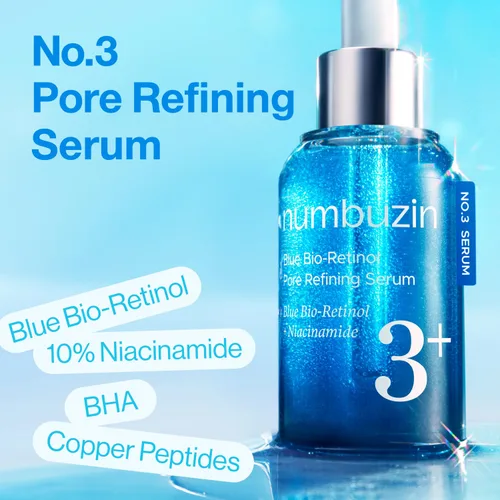 Vista 2 de numbuzin Suero de retinol No.3 Suero de refinación de poros azul bio-retinol Retinol principiante, apriete, reafirmante, BHA, niacinamida