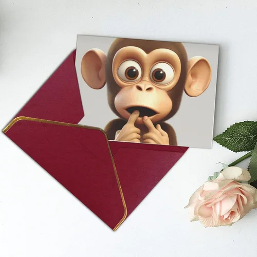 Vista 9 de The Silent Monkey - Tarjetas de felicitación impresas, tarjetas en blanco de 4.5 x 6 pulgadas con sobres para todas las ocasiones, cumpleaños, Rojo