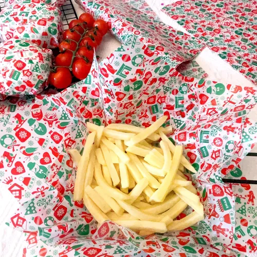 Vista 7 de 150 hojas de papel encerado navideño para alimentos, papel de delicatessen para envolver sándwiches, envolturas para dulces y galletas, forros
