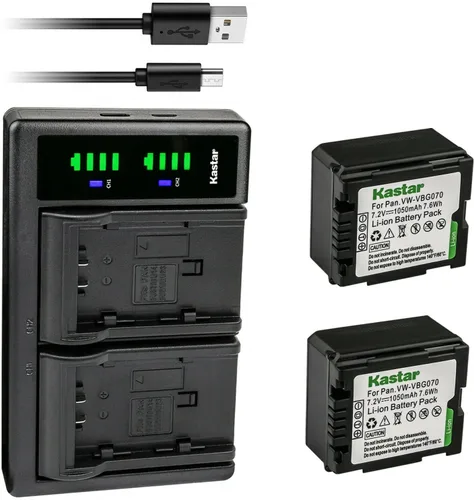 Vista 5 de Kastar VW-VBG070 LTD2 Cargador de batería USB de repuesto para Panasonic HDC-HS20, HDC-HS20K, HDC-HS100, HDC-HS100GK, HDC-HS200, HDC-HS250