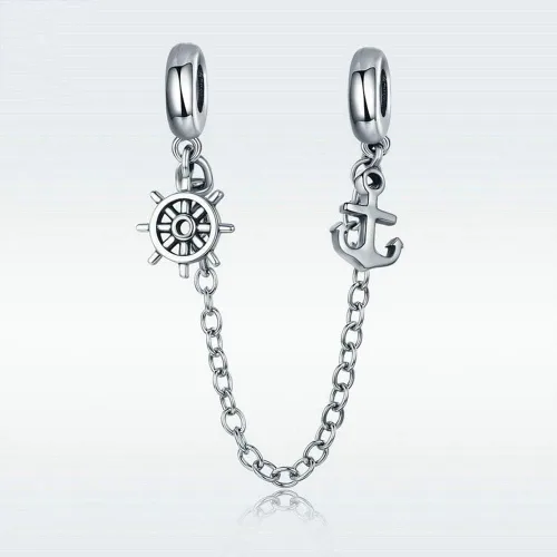 Vista 4 de Abalorio de cadena de seguridad de plata de ley 925 para pulsera Pandora