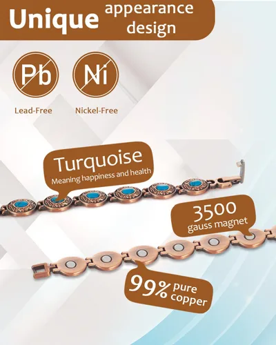 Vista 5 de MagVIVACE Pulsera de cobre para mujer, joyería magnética con imán