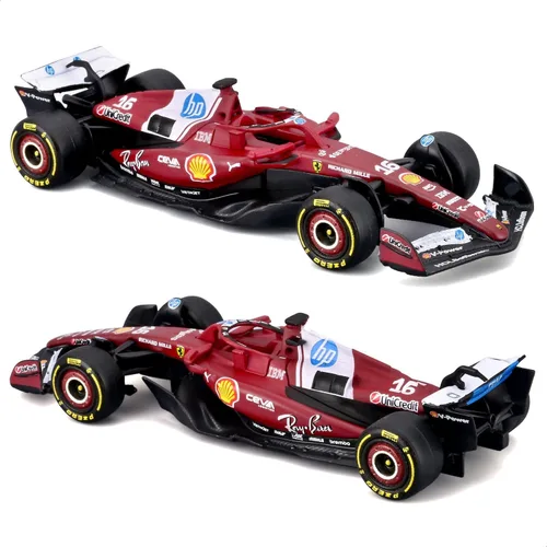 Vista 5 de Bburago 1:64 Scale Race Formula Ferrari SF-25 (2025) Vehículo fundido a presión, Leclerc #16