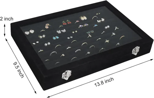 Vista 3 de Bandeja organizadora de anillos, bandeja organizadora de 10 ranuras, bandeja de exhibición de anillos de terciopelo, caja de almacenamiento