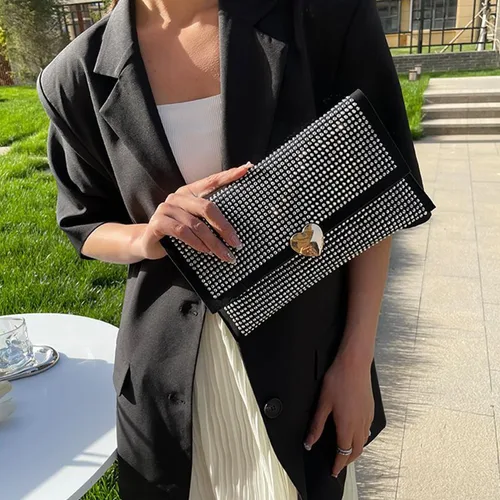 Vista 6 de WEIYON BABOMAREON - Bolso de mano rectangular para mujer, bolso de noche brillante