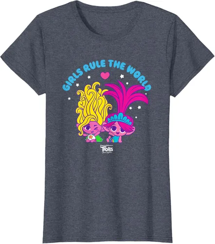 Vista 15 de DreamWorks Trolls Band Together - Camiseta para niñas con leyenda "Rule", diseño Negro