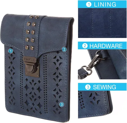 Vista 4 de MINICAT INICAT Women RFID Blocking Small Crossbody Bags Cell Phone Purse Built in Wallet