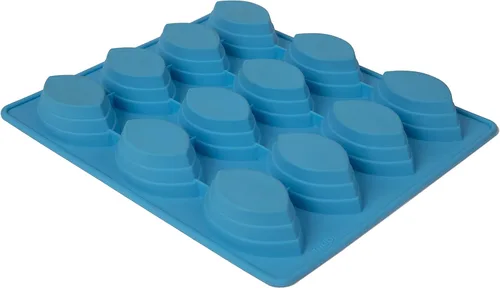 Vista 3 de Mobi 12 barcos de postre silicona molde para hornear azul
