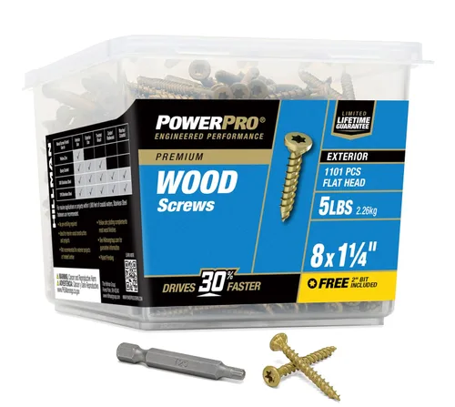 Vista 11 de Power Pro Tornillos de madera para exteriores de alta calidad, tornillos de cubierta multiusos #8 x 1-1/4 pulgadas para proyectos al aire libre