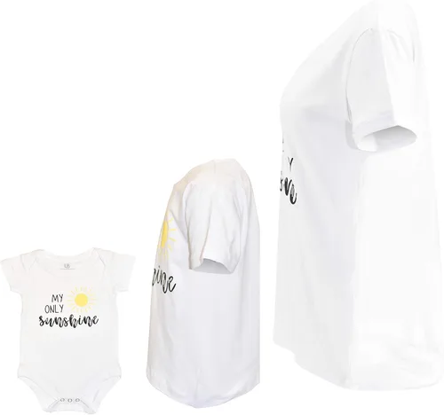 Vista 3 de Unique Baby Mommy and Me Camisas You are My Sunshine, Blanco