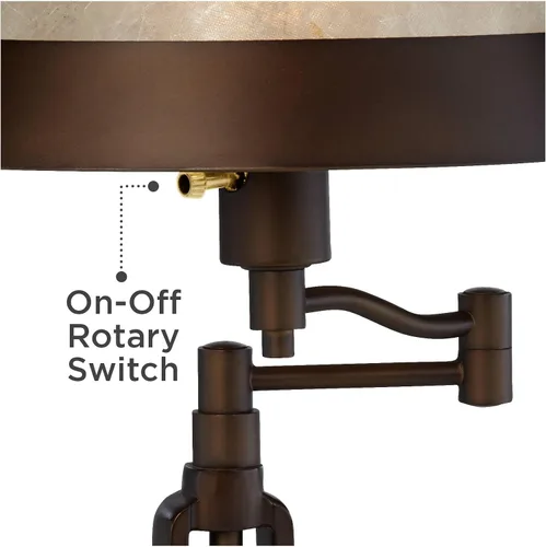Vista 9 de Samuel 21 1/4" de bronce alto marrón lámpara de escritorio USB mica sombra brazo oscilante Puertos USB rústicos naturales A+C carga sala de estar