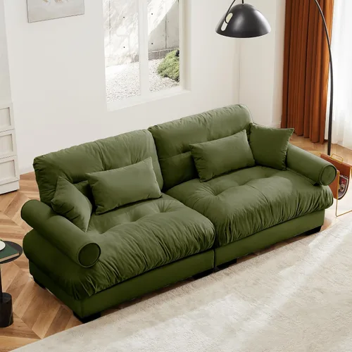 Vista 38 de Otomana beige para sofá modular modular, sofá individual, asiento otomano para sofá modular convertible, sofás de terciopelo para sala de estar