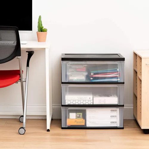 Vista 2 de IRIS USA Carrito rodante organizador de almacenamiento de cajones de plástico, con ruedas giratorias, 3 cajones, para suministros de arte