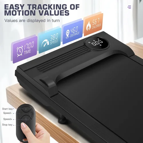 Vista 4 de ANCHEER Walking Pad 3.0HP Under Desk Treadmill 300lbs Weight Capacity with Remote Control, Compact Electric Treadmills for Home/Gym/Office with LED