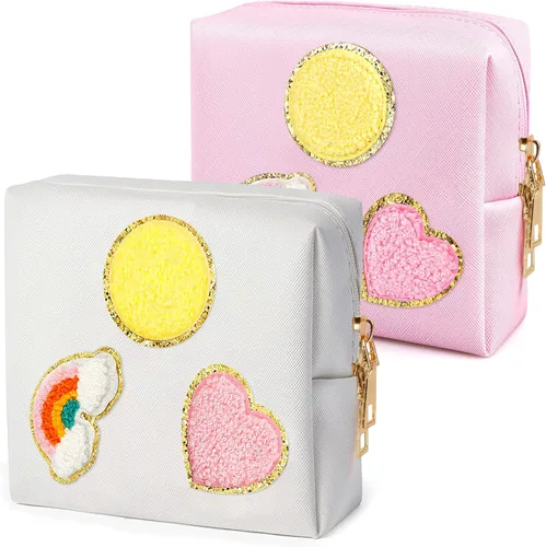 Vista 8 de Paquete de 2 bolsas para el período, bolsa de almacenamiento de servilletas sanitarias de piel sintética para almohadillas femeninas, forros