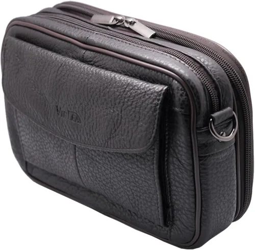Vista 4 de Vidlea Bolso bandolera de cuero genuino para hombre, bolso de mensajero, organizador de chequera