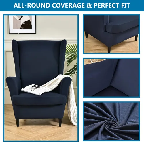 Vista 4 de HZDHCLH Fundas para silla de ala de 2 piezas, fundas de silla de ala de elastano elásticas para sillón del salón, fundas lavables para sofá