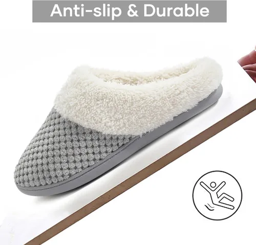 Vista 5 de ULTRAIDEAS - Pantuflas de lana y vellón, cómodas para mujer, espuma viscoelástica, de meter, para interiores y exteriores