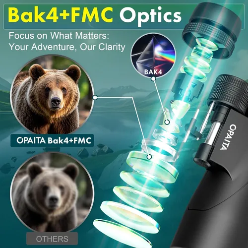 Vista 4 de HD - Binoculares de alta potencia de 15 x 52 pulgadas para adultos, binoculares profesionales de observación de aves con prisma BAK4 y lente FMC