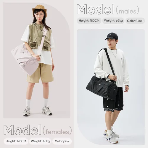 Vista 7 de Bolsa de gimnasio para mujer, bolsa de mano para fin de semana, bolsas de viaje para hombres con funda para carrito, A3-Verde ejército, Campañas