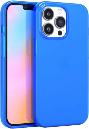 Vista 10 de FELONY - Funda para iPhone 15 Pro, funda transparente de color azul neón Azul claro neón