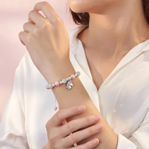 Vista 3 de HGDEER KindergartenPreschool Graduation Gifts for Girls Pink Pearl and Rhinestone Balls Unicorn Bracelet Adjustable Length Suitable for Daughter