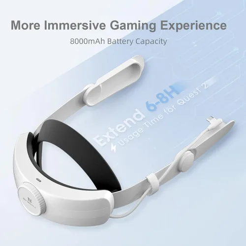 Vista 2 de BINBOK VR Correa para la cabeza con batería para Oculus Quest 2 correa de élite ajustable de 8000 mAh compatible con Oculus Quest 2 accesorios