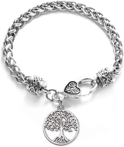 Vista 52 de Inspired Silver - Pulsera de plata con dije personalizado y circonitas cúbicas.