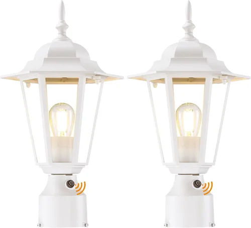 Vista 11 de GRUENLICH Luz de poste para exteriores, linterna de poste de aluminio Blanco