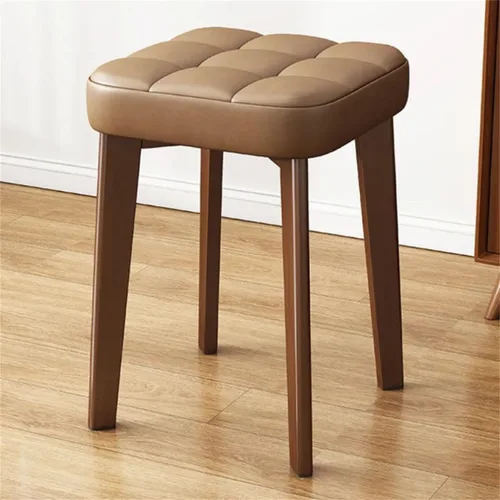Vista 8 de Solid Wood Square Office Stool Stackable & Scratch Resistant Stool Living Room Dining Table Stool High Stool Makeup Stool Fabric Small Square Stool