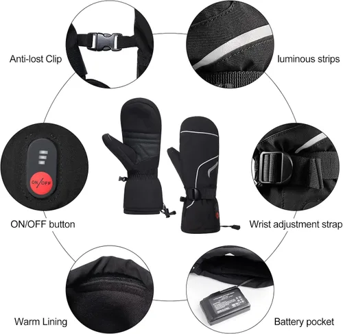 Vista 4 de Savior Heat Guantes para hombre y mujer, guantes eléctricos recargables, adecuados para el trabajo al aire libre, esquí, correr, senderismo, etc.