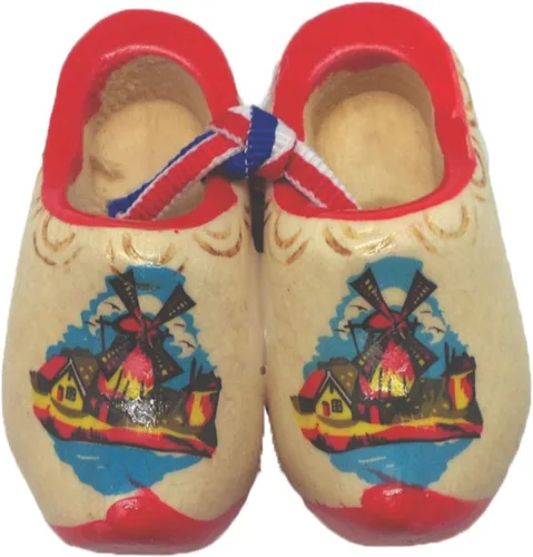 Vista 5 de Decorativo 2.5 "Molino de viento Escena de madera lisa Par de zapatos imán de nevera DutchGiftOutlet