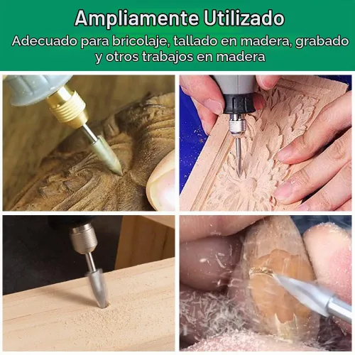 Vista 2 de Juego de brocas de tallado de madera para Dremel, herramienta rotativa, 5 piezas, accesorios de taladro de grabado, broca de madera, manualidades