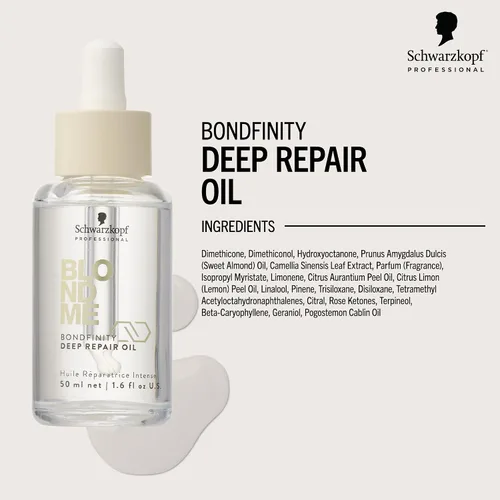 Vista 3 de BlondMe Bondfinity - Aceite de reparación profunda para cabello rubio, 1.6 onzas líquidas, reduce el encrespamiento, protección contra el calor