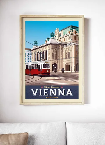 Vista 4 de Viena Austria Travel Poster/Viena/Viena/Viajes/Viena Staatsoper/Viena Póster de Viena/Póster de la ciudad vintage de Viena/Impresión de la ciudad #02