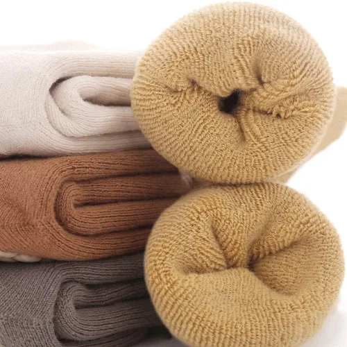 Vista 4 de Exegawe Baby Non Slip Socks Winter 5 Pairs Kid Thick Warm Crew Socks with Grips