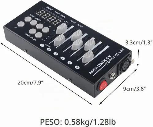 Vista 4 de Controlador DMX 54 Canales Mini DMX 512 para DJ, Escenario y Luces LED