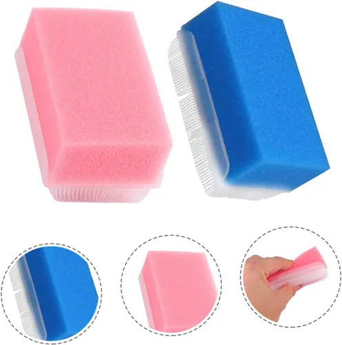 Vista 5 de Cepillo de esponja de masaje para entrenamiento sensorial, 2 piezas, para exfoliación corporal suave y estimulación de la piel, portátil y ligero