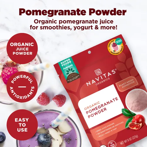 Vista 2 de Navitas Organics Polvo de granada – Jugo orgánico en polvo – Para batidos, postres, salsas y más – Soporte antioxidante – USDA orgánico, sin OMG