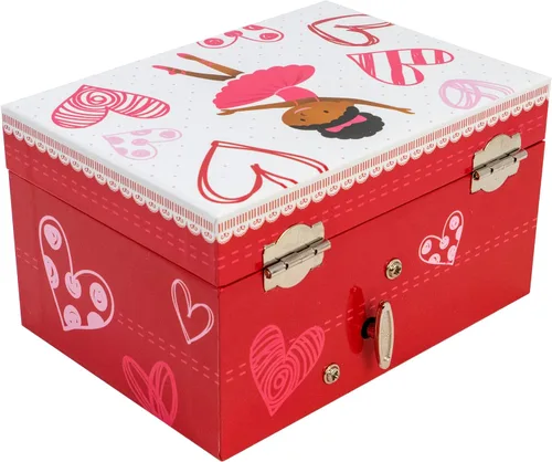Vista 5 de Caja de música de bailarina con corazones con collar de bailarina de color plateado