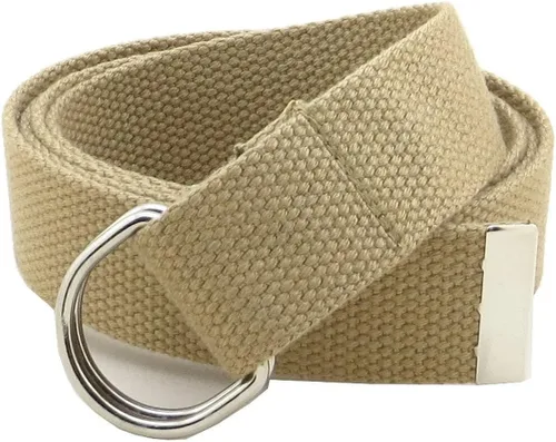 Vista 8 de Cinturón de malla delgada con hebilla de doble anilla en D de 1.25 pulgadas de ancho con punta de metal de color sólido Negro