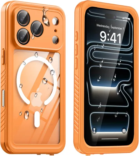 Vista 17 de ANTSHARE Funda impermeable IP68 para iPhone 16, negro/transparente Lente incorporada/protector de pantalla, protección militar contra caídas, funda