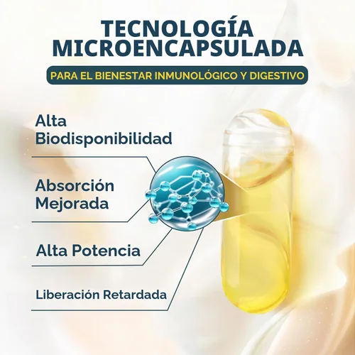 Vista 5 de Suplemento de tributirina para intestino e inmune de 800 mg Alta biodisponibilidad con probióticos y prebióticos microencapsulados - Complejo