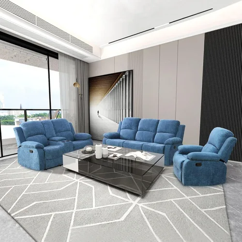 Vista 40 de Conjunto de sofá para sala de Estar, sillón reclinable de cuero transpirable, sofá de 3 plazas para cine en casa con portavasos para apartamento