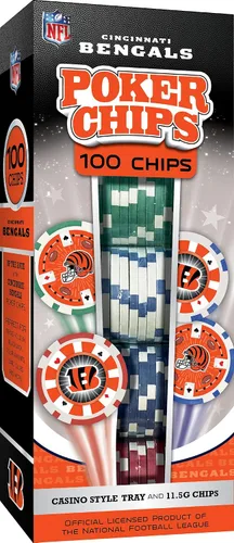Vista 6 de Masterpieces Casino - NFL Buffalo Bills - Juego de fichas de póquer de alta calidad de 100 piezas con bandeja