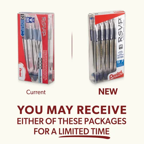 Vista 3 de Pentel RSVP - Bolígrafo (0.039 pulgadas), línea media, tinta azul, paquete de 12 (BK91PC12C)