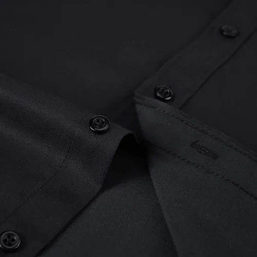 Vista 7 de Camisas de vestir de manga larga para hombre - Camisa casual de ajuste regular con botones y bolsillos Negro