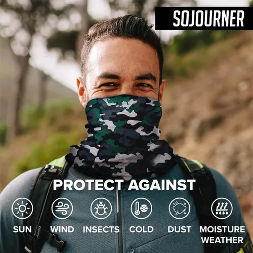 Vista 4 de SoJourner Bags Bandana para el cuello (9 unidades) Cubrebocas de cuello Gators para hombres y mujeres, máscaras de cuello en I