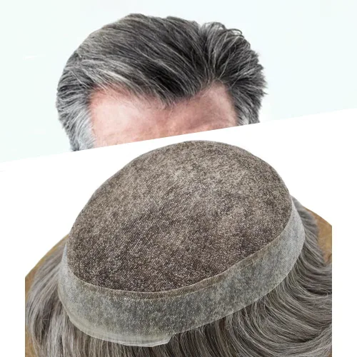 Vista 26 de Toupee For Men Real Human Hair Mens Toupee Hair Replacement System Swiss Lace Toupee For Men Natural Human Hair Piece Mens Toupee6*8"-90% density#2
