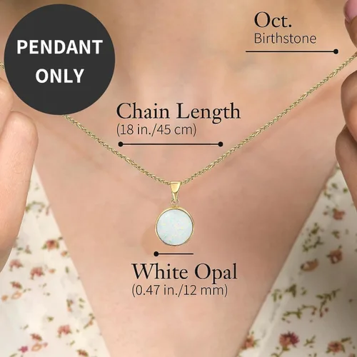 Vista 8 de Collar de Piedras Preciosas de Oro de 14K para Mujer - Collares de Oro Sólido - Collar con Colgante de Oro - Collar Llamativo de Oro para Mujer